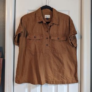 Universal Thread yellow ochre button front camp shirt M